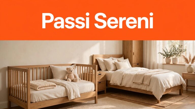 Un lettino accogliente accanto al letto grande, con una coperta e un peluche.