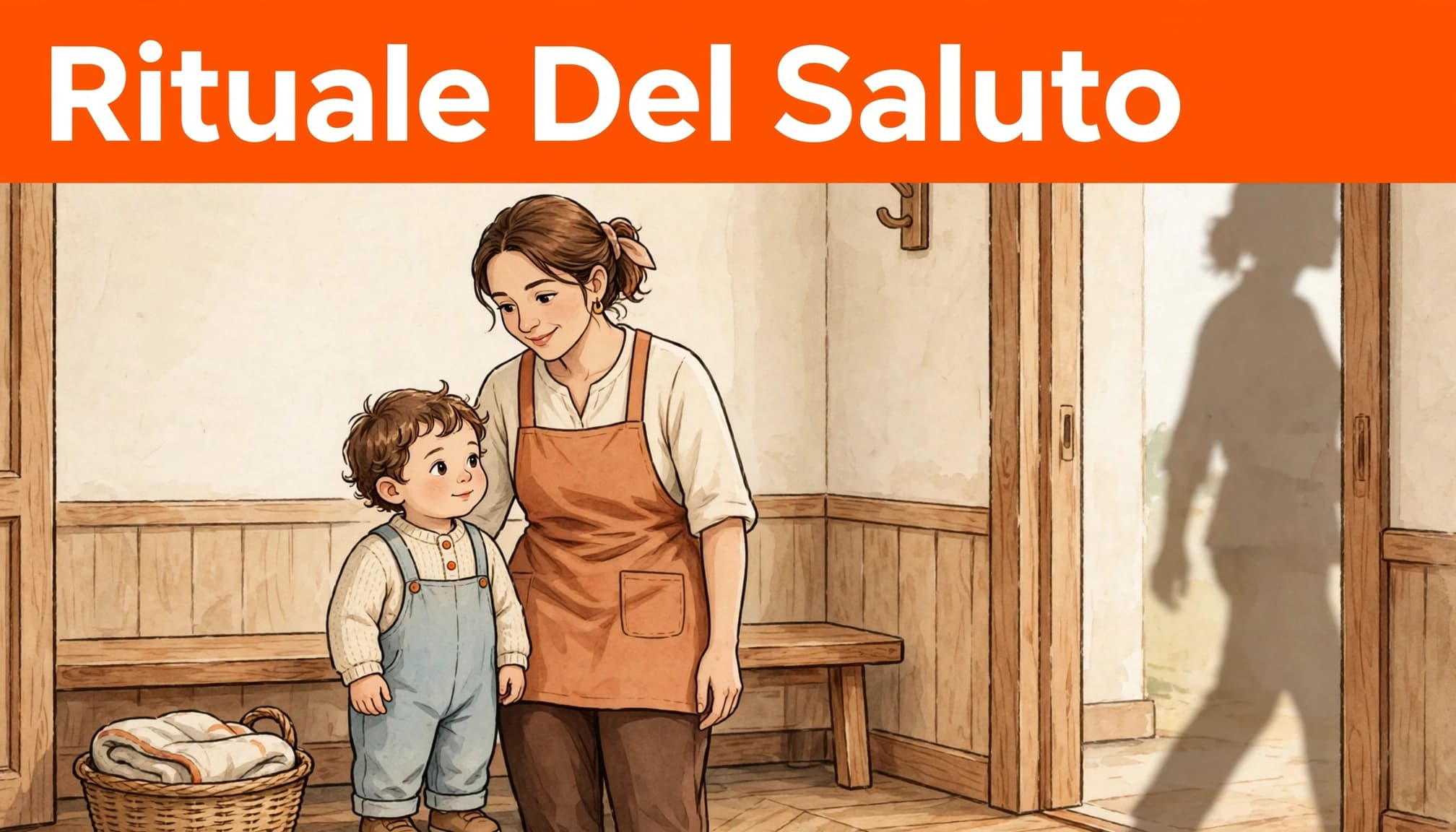 Ansia separazione asilo nido: affrontarla con dolcezza 2 Una bambina saluta l'educatrice mentre un genitore lascia il nido.